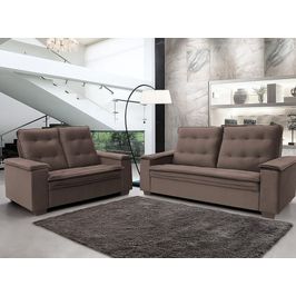 Conjunto De Sofá Hellen Porto 3 e 2 Lugares | Platinum Tabaco